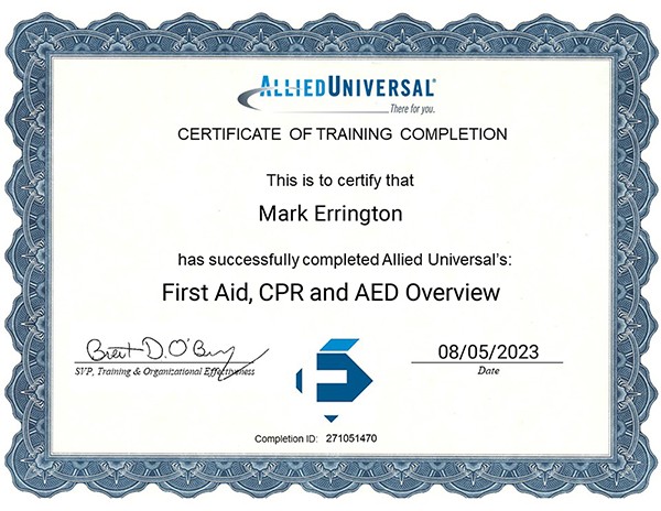 Allied Universal First Aid, CPR and AED Overview